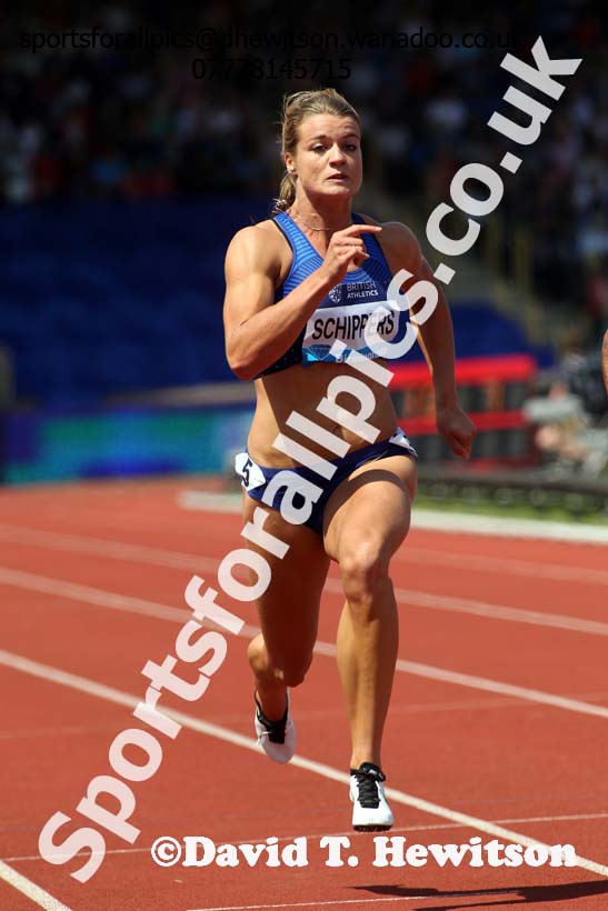 Dafne Schippers (NED) womens 100 metres, IAAF Diamond League, Birmingham. Photo: David T. Hewitson/Sports for All Pics